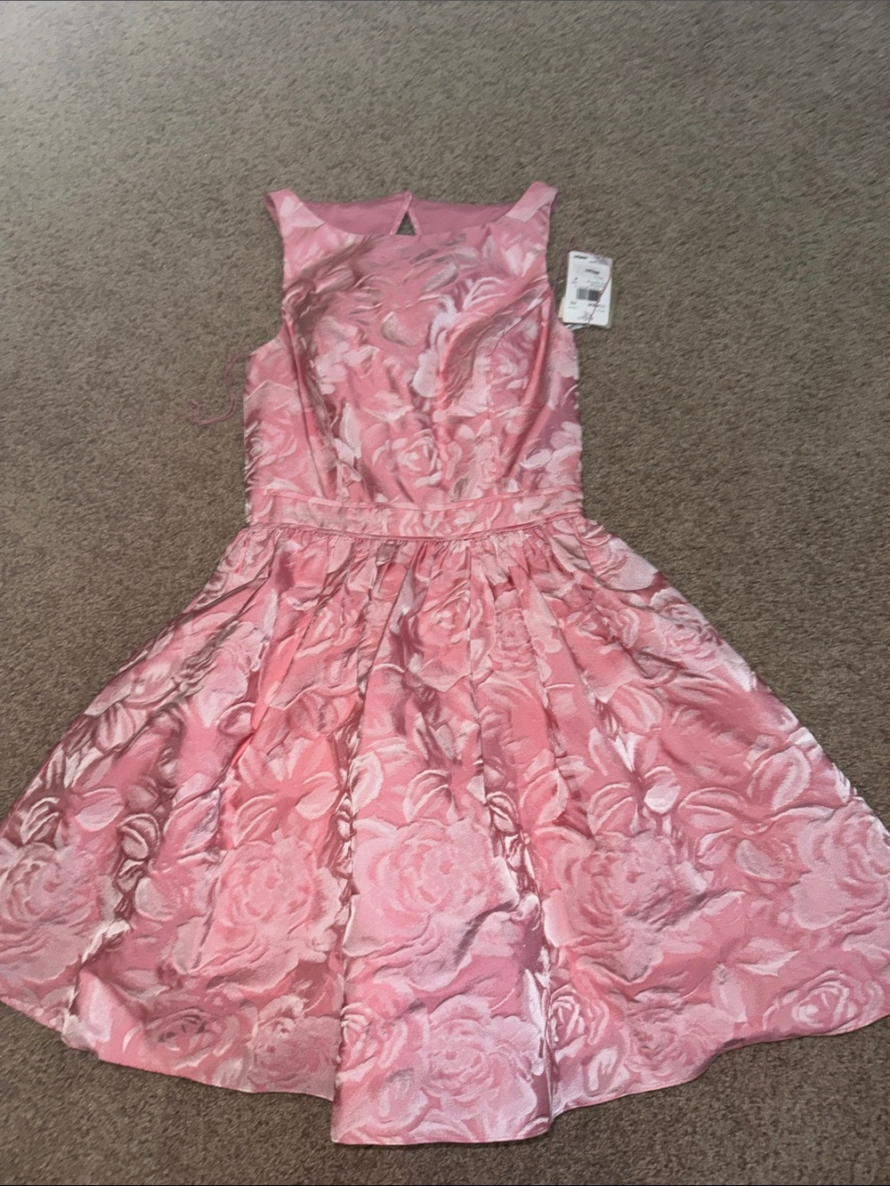 Pink Floral Jacquard Party Dress
